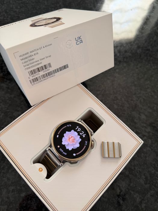 Huawei Watch GT 4 – Argintiu, brățară metalică originală, stare impecabilă