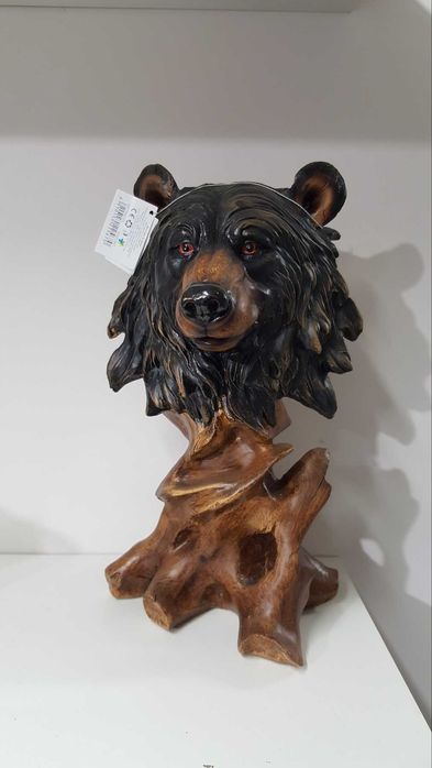 Нова Статуетка Мечка Глава Фигура за Декорация  - 30см -3 Варианта