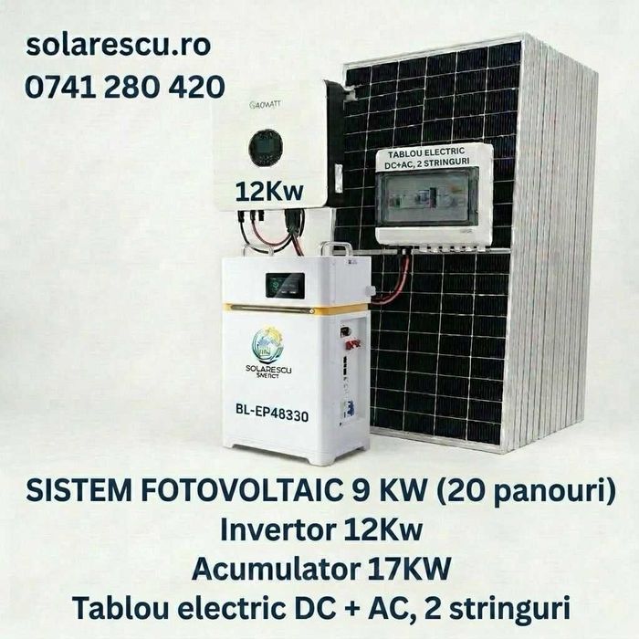 Kit Solar Off-Grid Growatt 9000W cu baterie LiFePO4 de 17 Kw