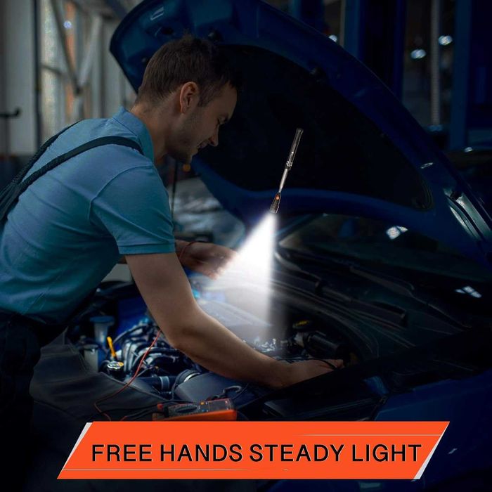 Телескопичен LED фенер с магнит, огъващ се на 360°, цвят черен