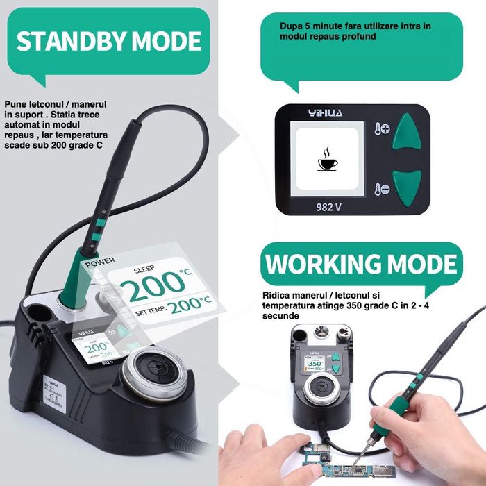 Statie de lipit YIHUA 982 V compatibila cu varfuri JBC C245