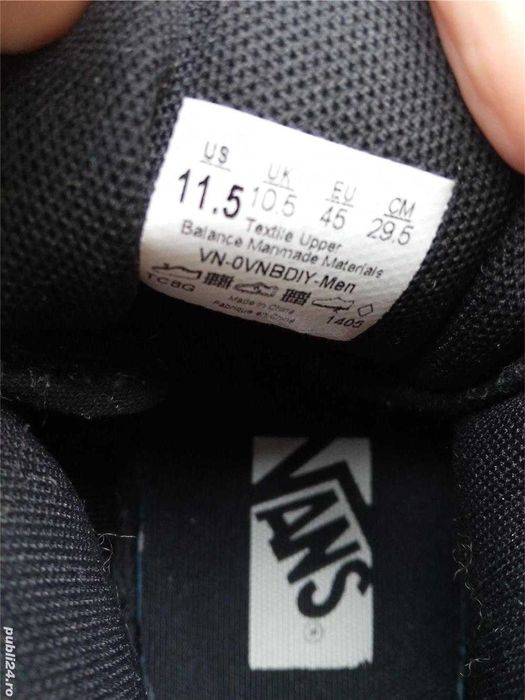Bascheti Vans, marime 45, UK 10.5(29.5 cm)