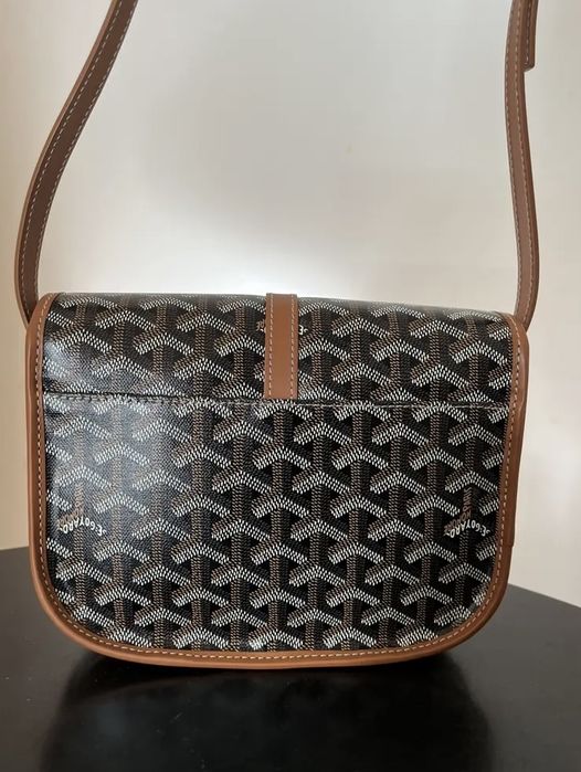 Goyard чанта с емблематичен монограм и кожени детайли