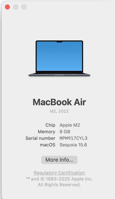 Macbook air M2 8/1TB