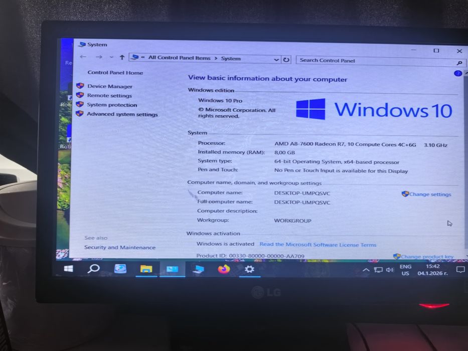 Настолен компютър 4-ядрен AMD, ddr3 8gb RAM