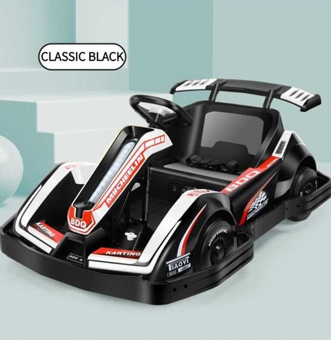 Masinuta-Kart pt. 3-11 ani, Racing 90W 12V 7Ah, telecomanda, alba
