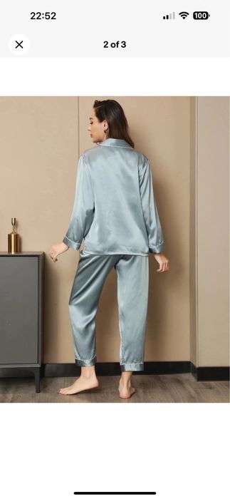SilkSilky Pijama lounge set mătase naturală gri Mărime M