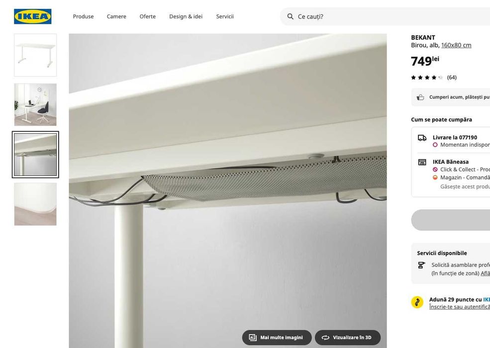 Birouri reglabile pe înălțime IKEA BEKANT 160x80 cm – ALB – ca noi! 5 Bucati