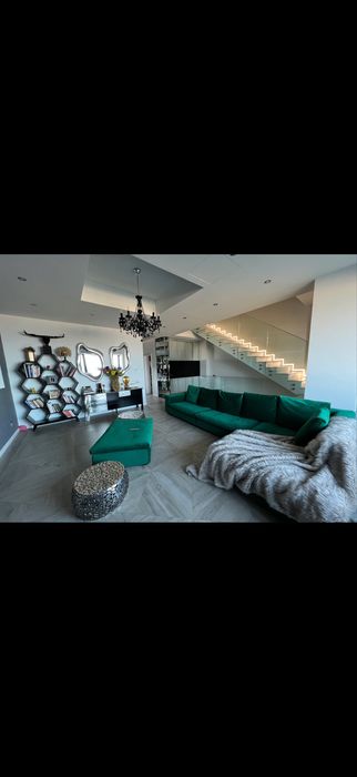 Vand canapea coltar Divani and Sofa verde - puf de gasca integral