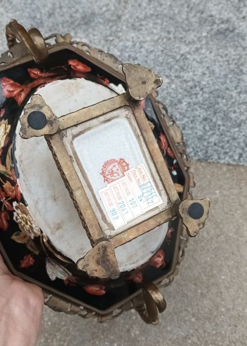 Fructiera din Porțelan Craquelle și Bronz