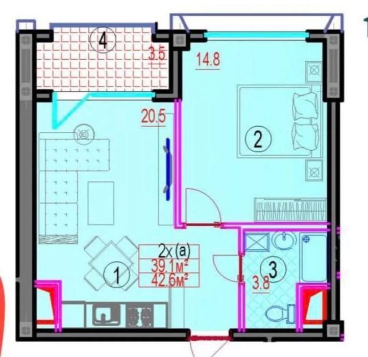 Новостройка Жк Bobur residence 43м2 с ремонтом