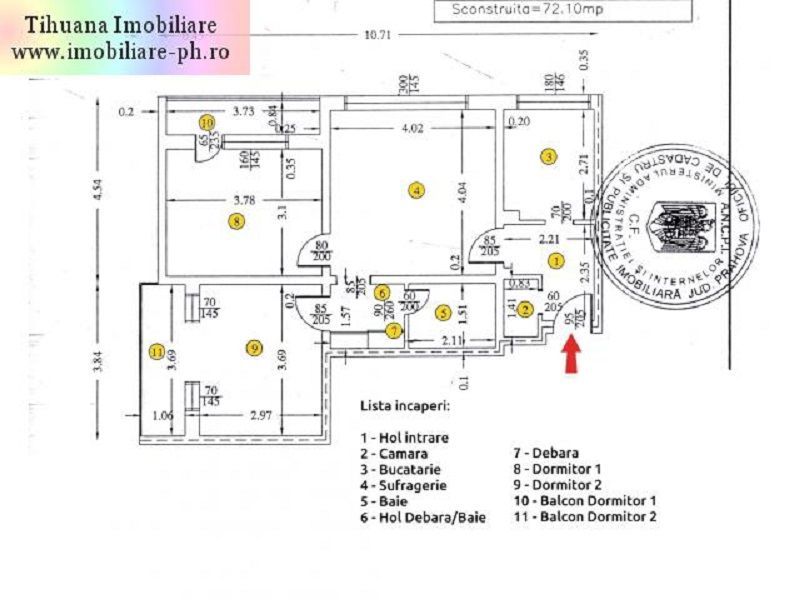 Apartament 3 camere de vanzare : Nord - (Cameliei),centrala termica