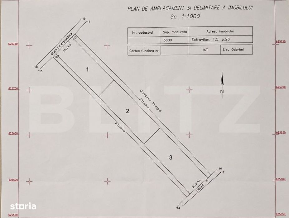 Teren extravilan 5.800 mp, impartit in 3 loturi, Viile Cristurului