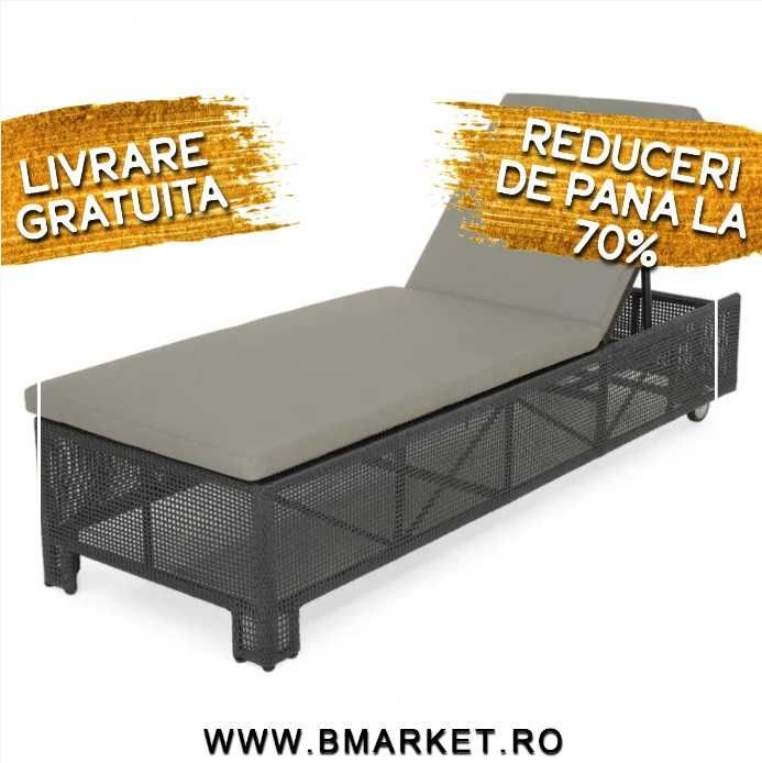Pat de zi/Sezlong plaja/gradina/terasa Negru REDUCERI 70%