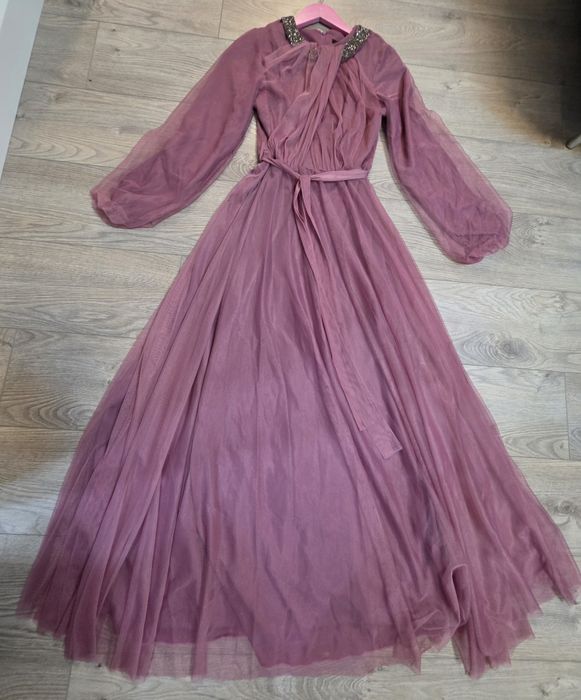 Официална дамска рокля - пепел от рози - 38 размер