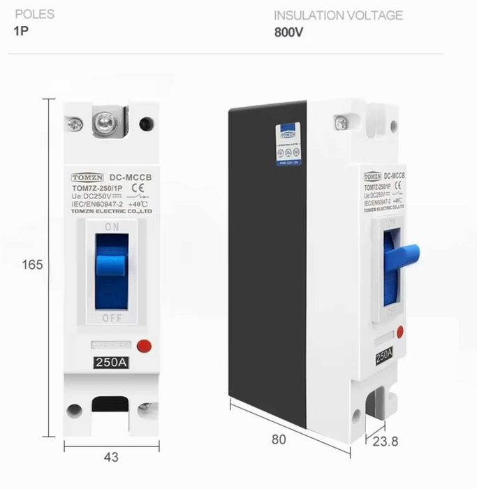 Siguranta MCCB DC 160A pentru PV si baterii LiFePo4