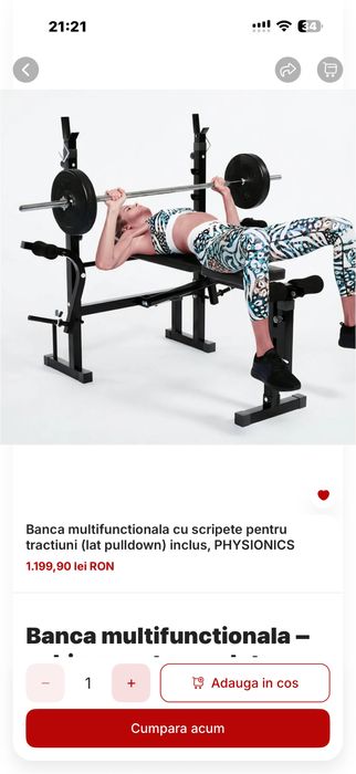 Banca multifunctionala universala cu suport haltera si scripete pt picioare nou in cutie Germany