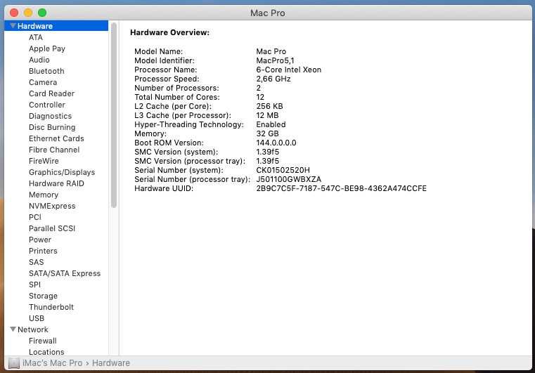 Apple MacPro 5.1, 2xXeon X5650, 32GB, Fusion 3.25TB, AMD Radeon RX 460