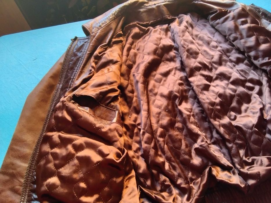 голямо мъжко тузарско яке XL от естествена кожа до кръста-ТОП ГЪН