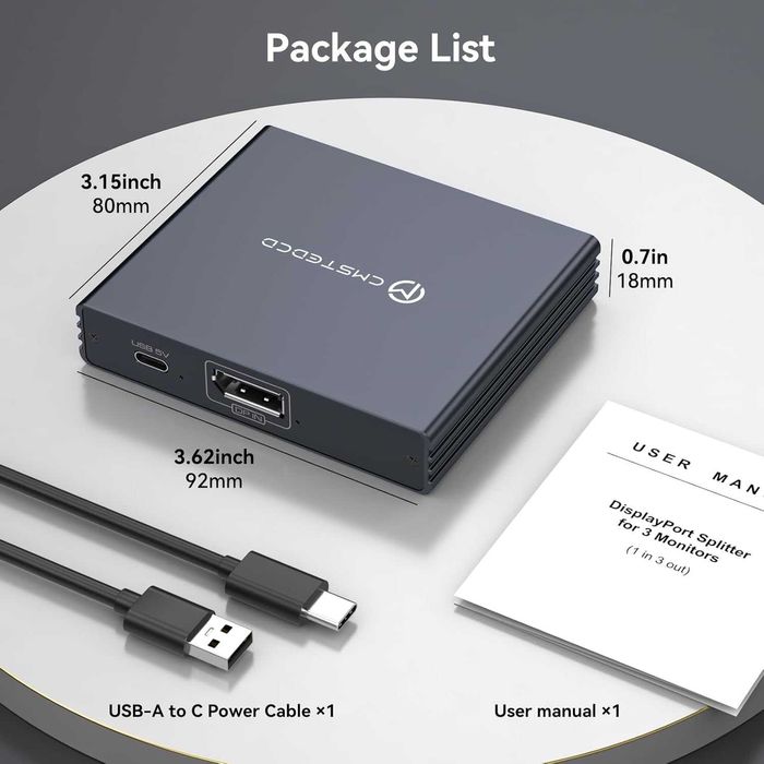 VEDINDUST DisplayPort сплитер 1 вход/3 изхода DP към HDMI и двоен DP