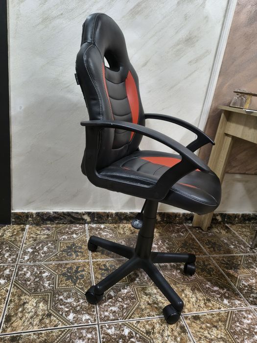 Scaun birou imitație piele roșu+negru
