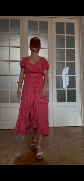 Rochie lunga slb cu rosu marimea 38 (M)