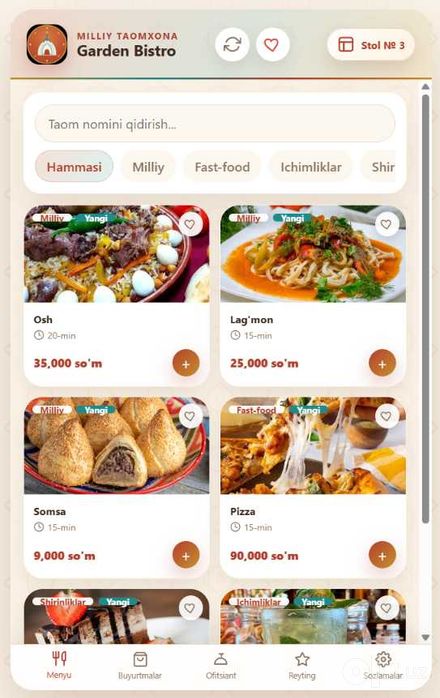 Restoran va Cafe lar uchun aqlli boshqaruv tizimi & QR Menu