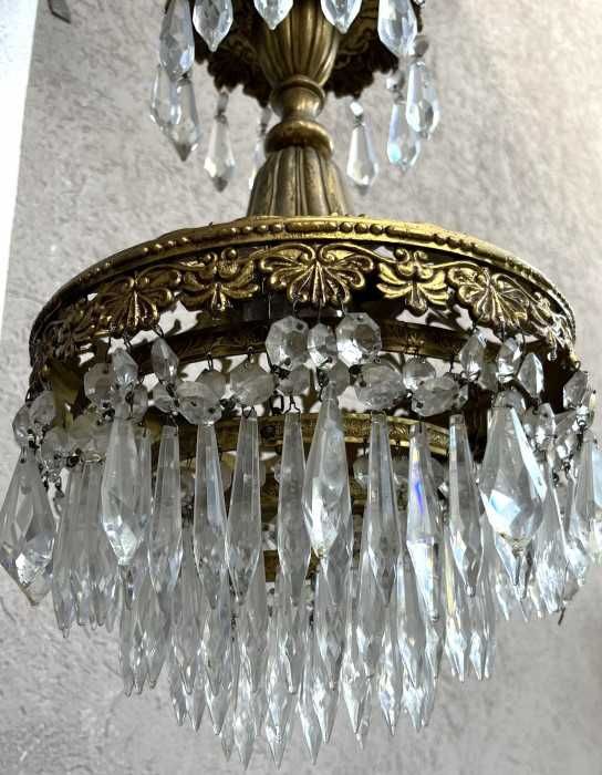 Superb candelabru Art Nouveau-bronz-alamă-cristale-Franta