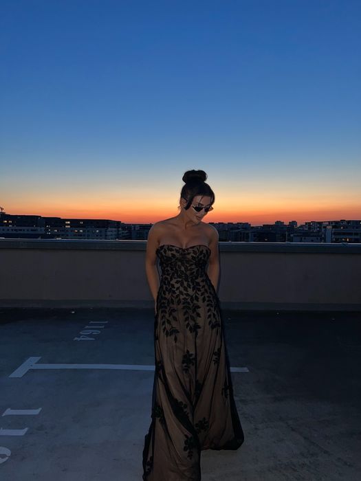 Rochie lunga stil printesa maro negru