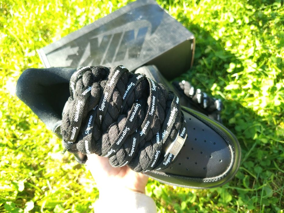 Nike Air Force 1 Low x Supreme Black - Mărimea 41 - Șireturi Groase