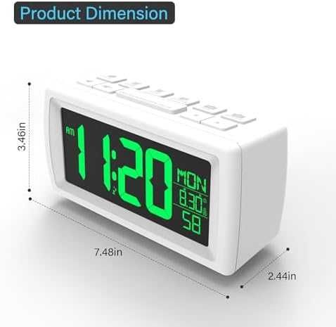Дигитален Радио Часовник с Аларма Голям Дисплей 7 Цвята Ярък LED Екран