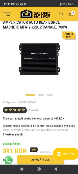 Vând amplificator Deaf Bonce MFA 2.200 ,2 canale