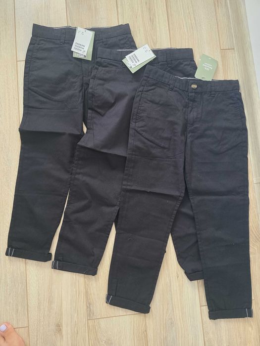 3 pantaloni negri de scoala marimea 128 noi