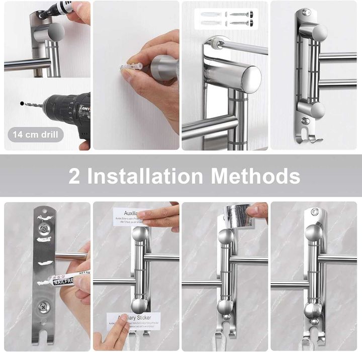 Suport pentru prosoape cu gaurire si fara