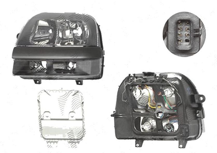 Far Fiat Doblo (119/223), 01.2001-12.2005, fata, stanga/dreapta, Tip= Carello; H1+H7; electric; fara motoras