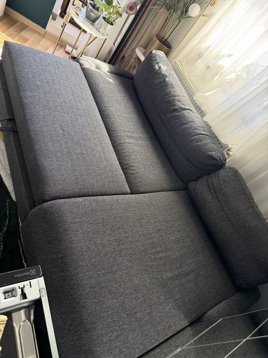 coltar extensibil Jysk Mommark 222x83x86/152 cm culoare gri inchis in stare foarte buna