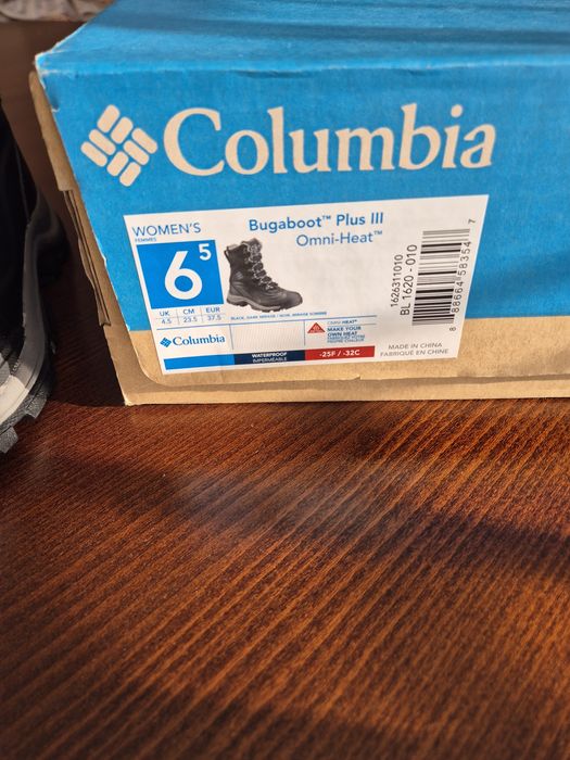 Columbia - Дамски ботуши за сняг, Найлон, Естествена кожа, Черни, 37.5