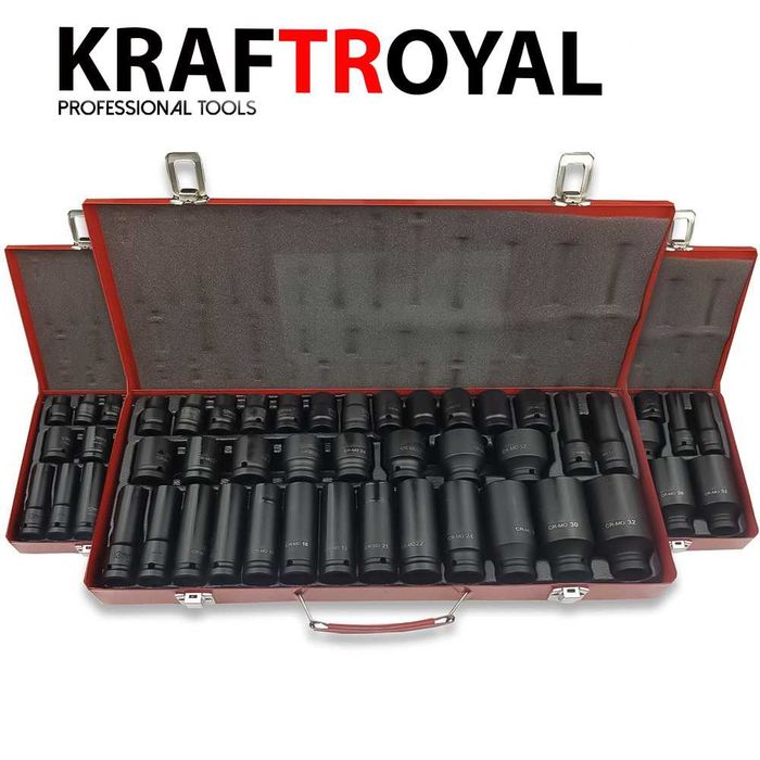Комплект Ударни Вложки KraftRoyal 1/2″ 35части от 8 до 32 мм.
