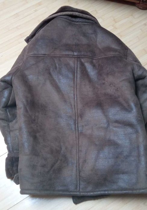 Geacă bărbat 2XL, aspect piele întoarsă, maro roșcat