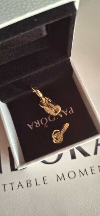 Talisman Pandora ,lacăt cu cheiță argint S925 ,suflat cu aur 18k, nou.