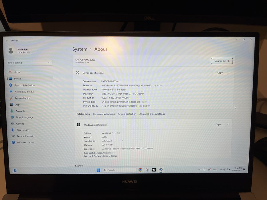 Laptop ultraportabil Huawei MateBook D14