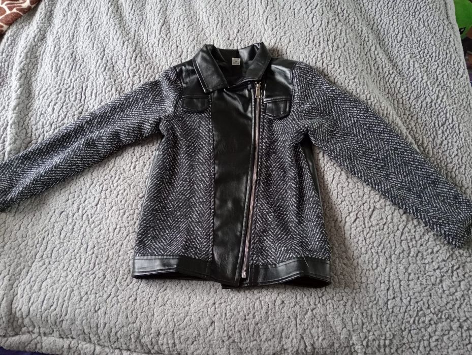 Geacă băieți 11-12 ani, model modern piele eco + material textil, NOUĂ
