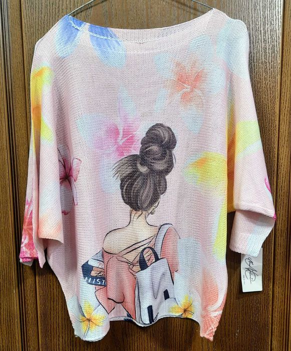 Bluză damă cu mânecă lungă, overside, New Collection, Made in Italia