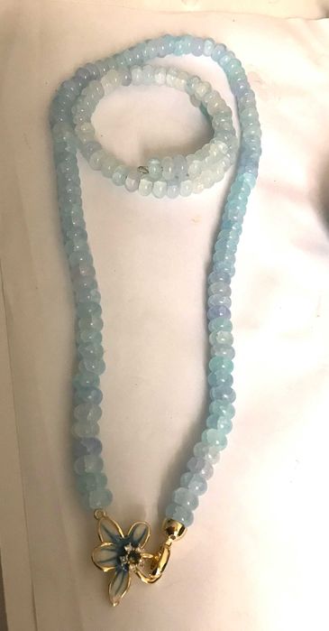 Colier si bratara din rondele agat albastru deschis