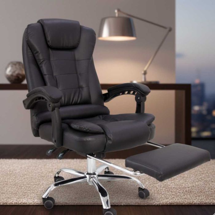 Ергономичен въртящ се офис стол с масаж и поставка за крака