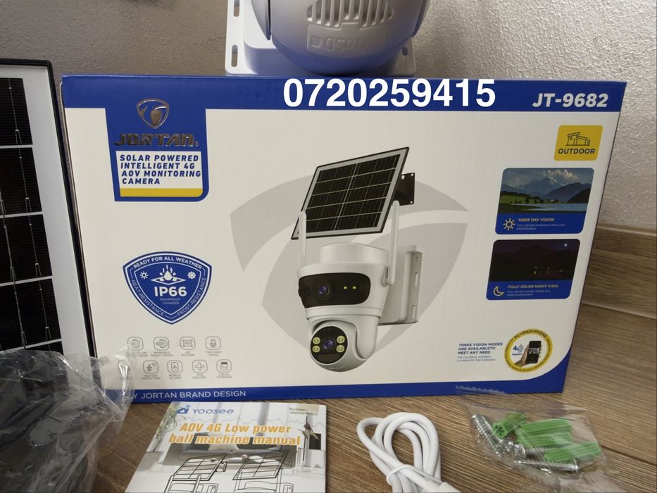 Camera de Supraveghere cu 2 Lentile 6MP, 4G, Panou Solar,18.000mA