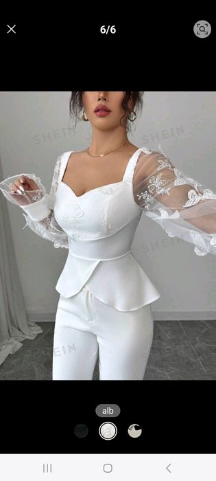 Bluza alba cu dantela 3D