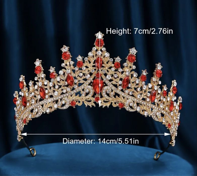 Coronita regala cu diamante rosii