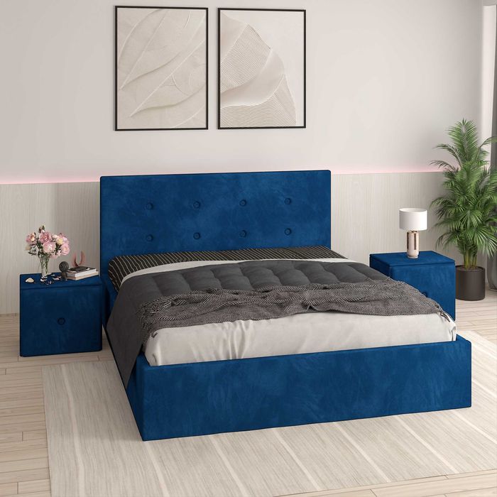 Pat tapitat Catalin cu noptiere , paturi ieftine , transport gratuit