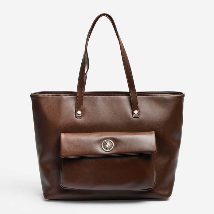 US Polo Assn дамска чанта shopper Artisan, кафява, екокожа - нова